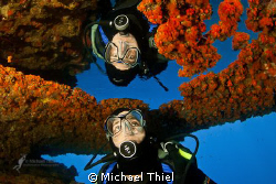 My Buddy Frédéric in a mirror in the Blue Hole, Gozo, Mal... by Michael Thiel 